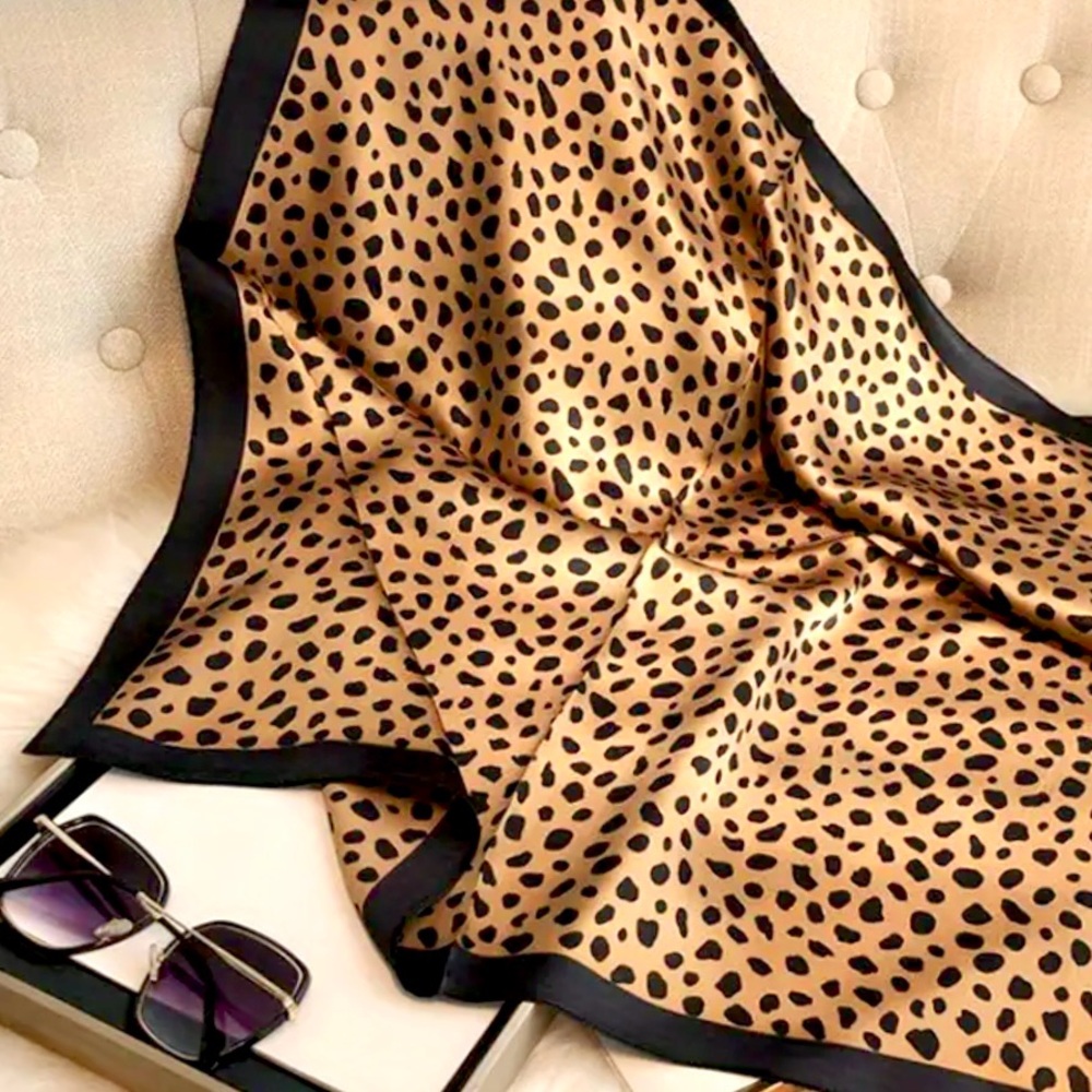 Animal Print Shawl Silky Scarf Wrap Headpiece Bandanna